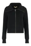 Michael Kors Ribbed-knit Zipped Cardigan In Black