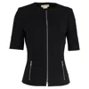 Michael Kors Zipped Short Sleeve Jacket In Black Wool In Black