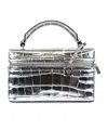 Michael Kors Crocodile Embossed Crossbody Bag Top Handle In Silver