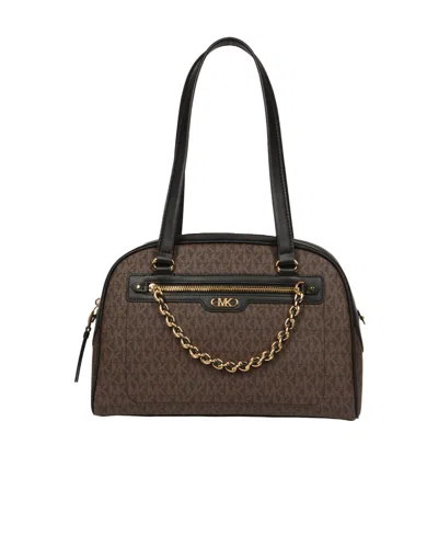 Michael Kors Zipper Shoulder Bag In Brown