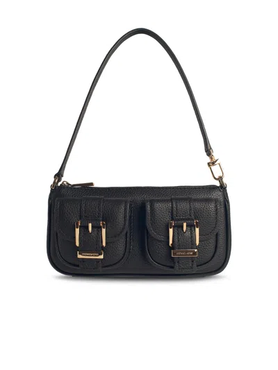 Michael Kors Hammered Leather Clutch With Zip Closure In Black