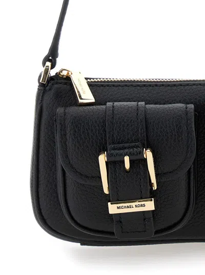 Michael Kors 'zoe' Black Shoulder Bag With Pockets And Straps On The Front