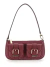 Michael Kors Zoe Bordeaux Shoulder Bag With Two Patch Pockets On The Front In Grained Leather Woman In Burgundy