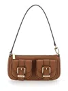 Michael Kors Textured Leather Shoulder Bag With Golden Accents In Brown