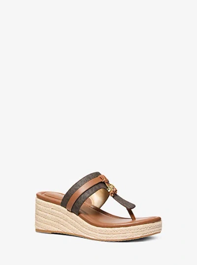 Michael Kors Zoe Signature Logo Wedge Sandal In Multi