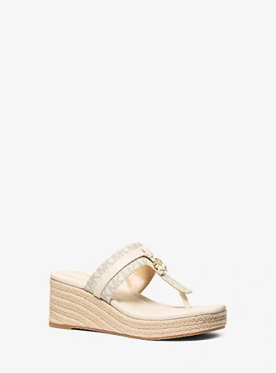 Michael Kors Zoe Signature Logo Wedge Sandal In Animal Print