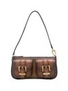 Michael Kors Rectangular Leather Shoulder Bag With Gold-tone Accents In Brown