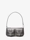 Michael Kors Zoe Small Burnished Leather Pochette In Gray