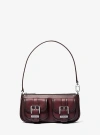 Michael Kors Zoe Small Burnished Leather Pochette In Red