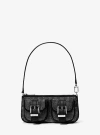 Michael Kors Zoe Small Embellished Suede Pochette In Black