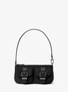 Michael Kors Zoe Small Embellished Suede Pochette In Black