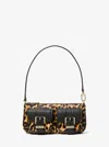 Michael Kors Zoe Small Leopard Print Calf Hair Pochette In Gold
