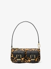 Michael Kors Zoe Small Leopard Print Calf Hair Pochette In Yellow