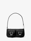 Michael Kors Zoe Small Embellished Suede Pochette In Black