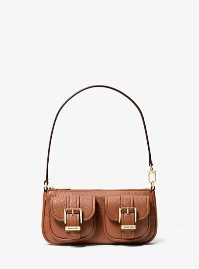 Michael Kors Zoe Small Pebbled Leather Pochette In Brown