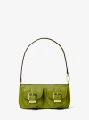 Michael Kors Zoe Small Pebbled Leather Pochette In Green