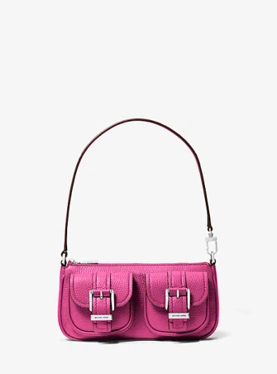 Michael Kors Zoe Small Pebbled Leather Pochette In Pink