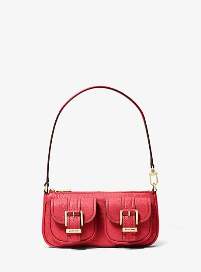 Michael Kors Zoe Small Pebbled Leather Pochette In Red