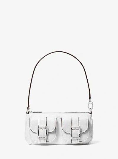 Michael Kors Zoe Small Pebbled Leather Pochette In White