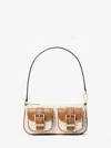 Michael Kors Zoe Small Signature Logo Pochette In Neutral