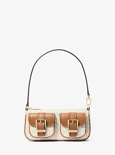 Michael Kors Zoe Small Signature Logo Pochette In Natural