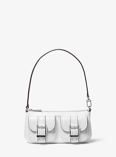 Michael Kors Zoe Small Snake Embossed Leather Convertible Pochette In White
