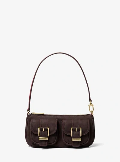 Michael Kors Zoe Small Suede Convertible Pochette In Brown