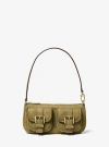 Michael Kors Zoe Small Suede Convertible Pochette In Green