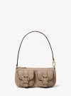 Michael Kors Zoe Small Suede Convertible Pochette In Natural