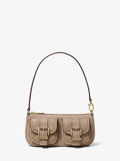 Michael Kors Zoe Small Suede Convertible Pochette In Natural