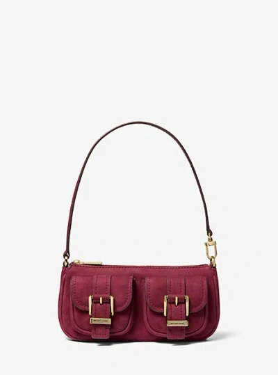Michael Kors Zoe Small Suede Convertible Pochette In Purple