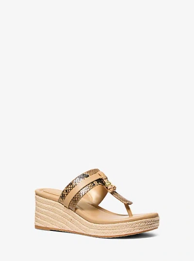 Michael Kors Zoe Snake Embossed Wedge Sandal In Multi