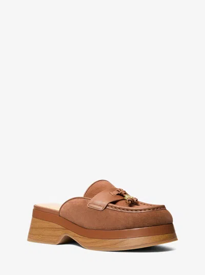 Michael Kors Zoe Suede Mule In Brown