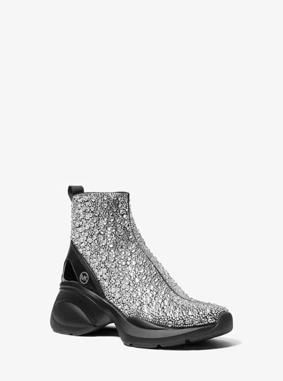 Michael Kors Zuma Embellished Stretch Knit Sock Sneaker In Black