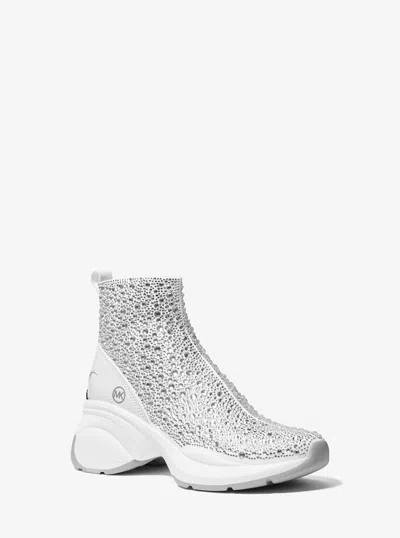 Michael Kors Zuma Embellished Stretch Knit Sock Sneaker In White