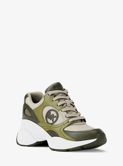 Michael Kors Zuma Leather Trainer In Green