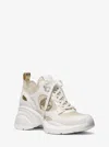 Michael Kors Zuma Metallic And Mesh Trainer In Gold