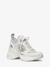 Michael Kors Zuma Metallic And Mesh Trainer In Silver