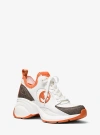 Michael Kors Zuma Mixed-media Trainer In Orange