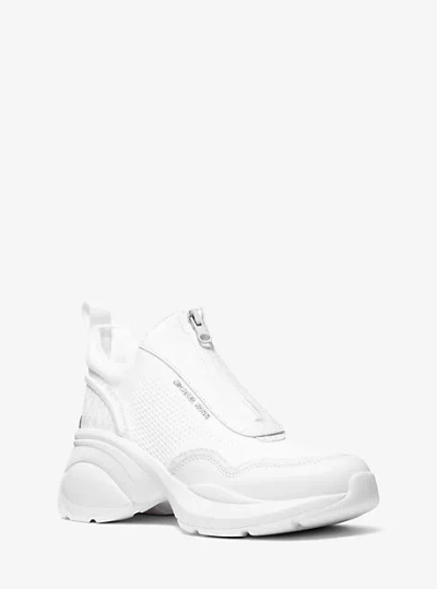 Michael Kors Zuma Mixed-media Trainer In White
