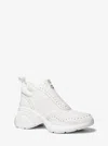 Michael Kors Zuma Studded Mixed-media Trainer In White