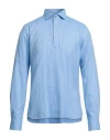 Michael Kors Mens Man Shirt Azure Size 15 ¾ Cotton, Tencel, Wool In Blue