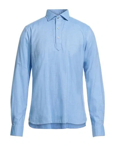 Michael Kors Mens Man Shirt Azure Size 15 ¾ Cotton, Tencel, Wool In Blue