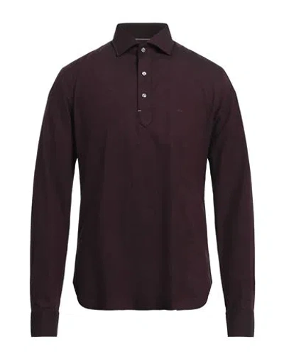 Michael Kors Mens Man Shirt Burgundy Size 15 ¾ Cotton, Tencel, Wool In Red