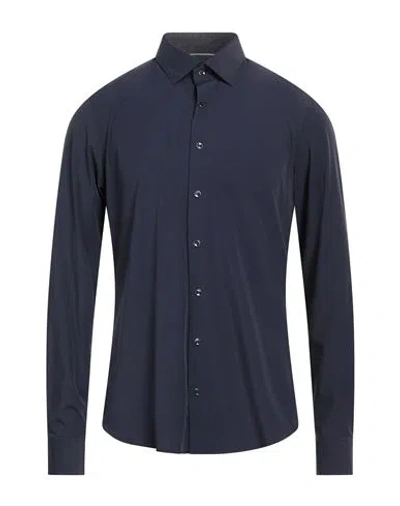 Michael Kors Mens Man Shirt Midnight Blue Size 17 ½ Nylon, Elastane In Blue