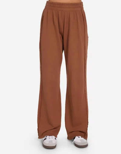 Michael Lauren Acosta Wide-leg Raw Edge Pant In Camel In Animal Print