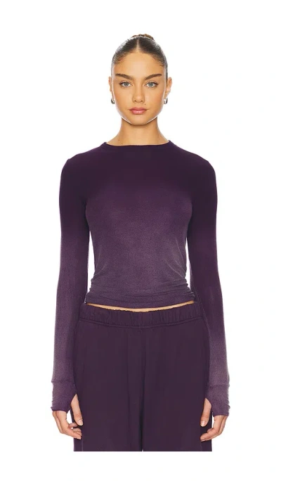 Michael Lauren Alick Long Sleeve Fitted Top W/ Thumbhole Top In Purple