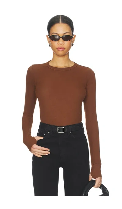 Michael Lauren Alick Longsleeve Fitted Top In Brown