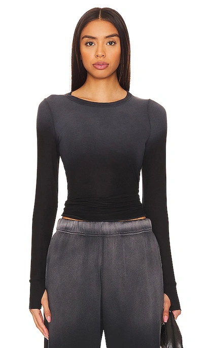 Michael Lauren Alick Rib Ombre Long Sleeve In Jet Black Ombre