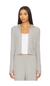 Michael Lauren Aris Fitted Crop Zip Up Hoodie In Gray